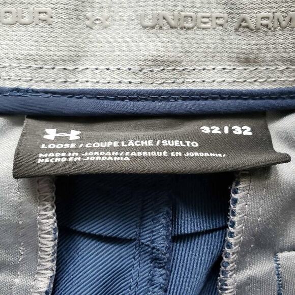 Under Armour UA Golf Pants Mens Size 32x32 Navy Blue Chino Flat Front Loose Fit - Picture 8 of 9